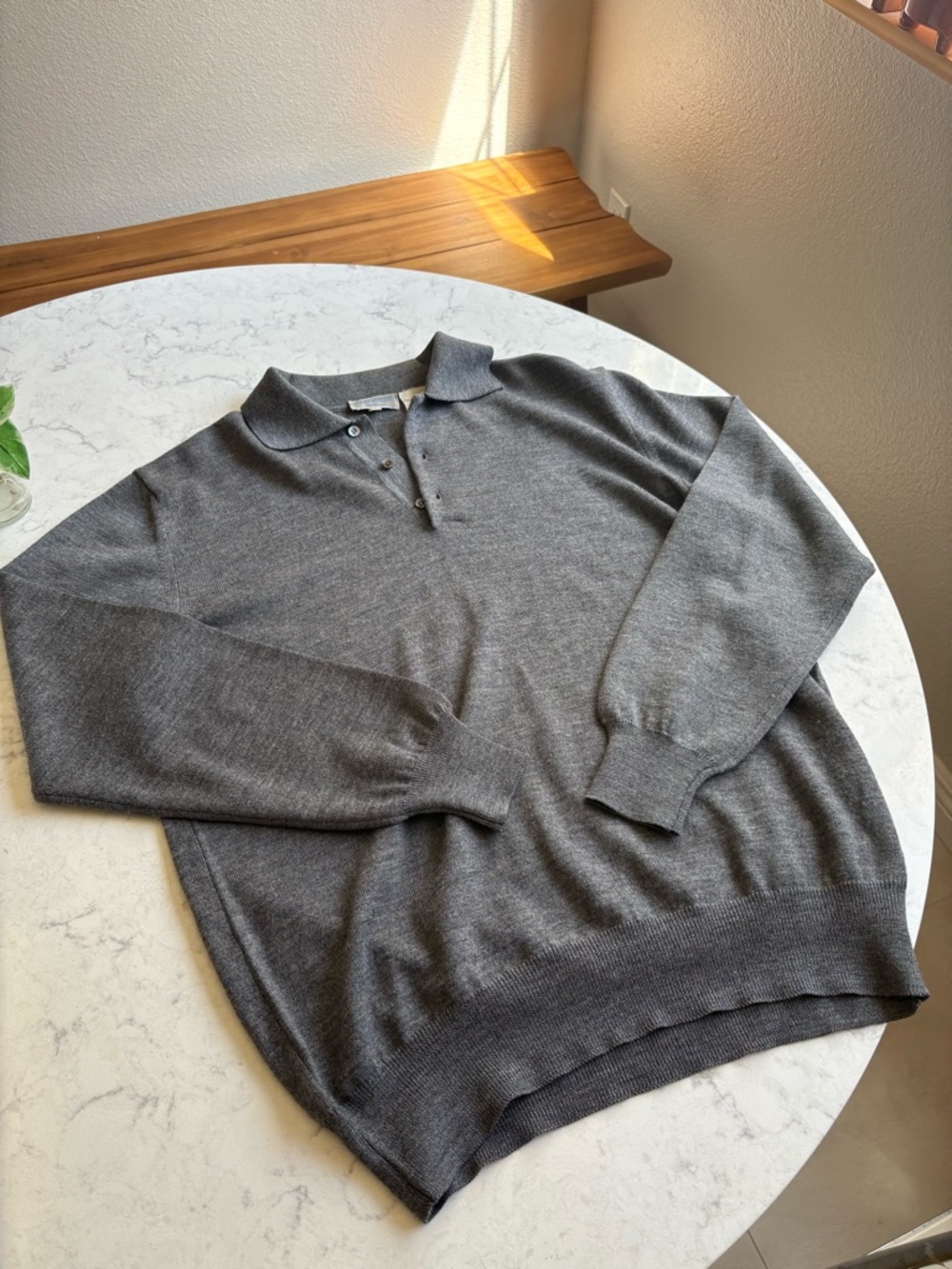 Vintage Italian Men's Gray Merino Wool Knit Sweater